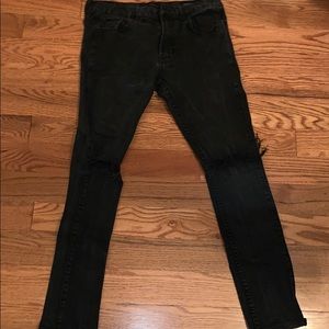 Black distressed denim